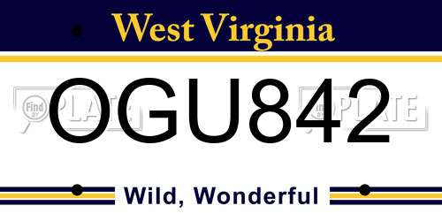 OGU842 West Virginia License Plate