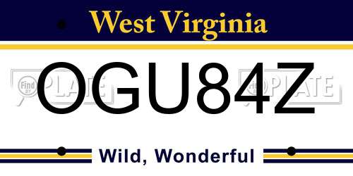 OGU84Z West Virginia License Plate