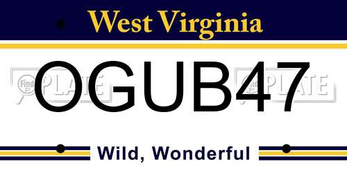 OGUB47 West Virginia License Plate