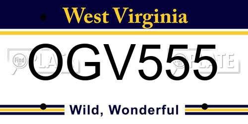 OGV555 West Virginia License Plate