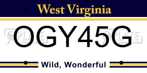 OGY45G West Virginia License Plate