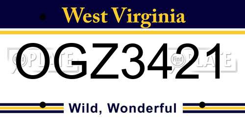 OGZ3421 West Virginia License Plate