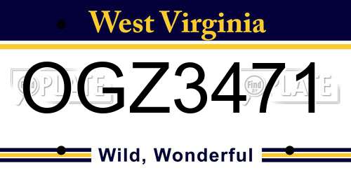 OGZ3471 West Virginia License Plate