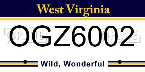 OGZ6002 West Virginia License Plate