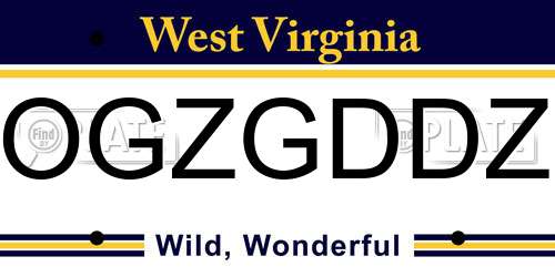 OGZGDDZ West Virginia License Plate