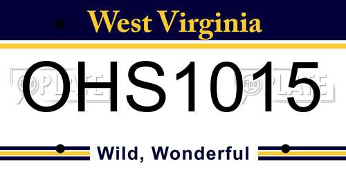 OHS1015 West Virginia License Plate