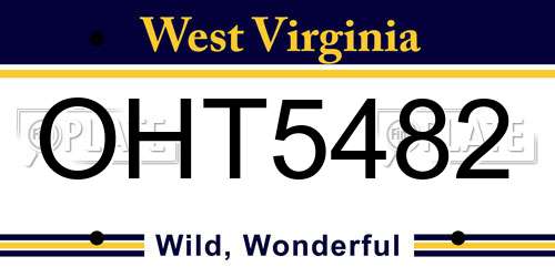 OHT5482 West Virginia License Plate
