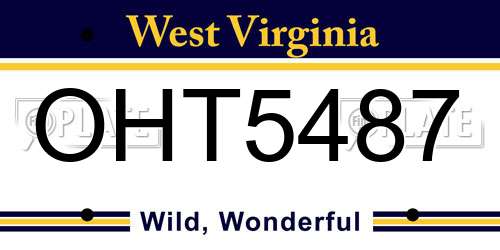 OHT5487 West Virginia License Plate
