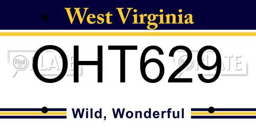 OHT629 West Virginia License Plate