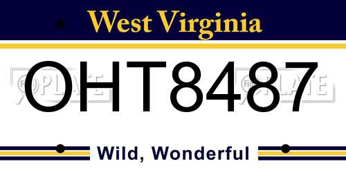 OHT8487 West Virginia License Plate