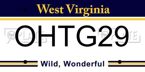 OHTG29 West Virginia License Plate