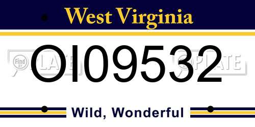 OI09532 West Virginia License Plate