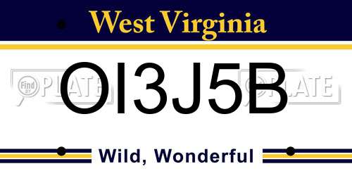 OI3J5B West Virginia License Plate