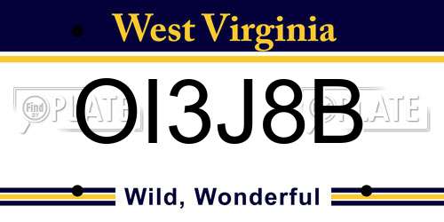 OI3J8B West Virginia License Plate