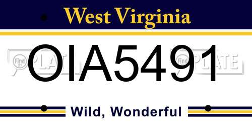 OIA5491 West Virginia License Plate