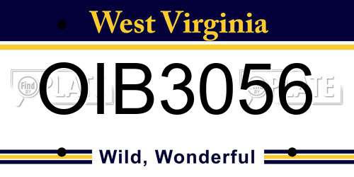 OIB3056 West Virginia License Plate