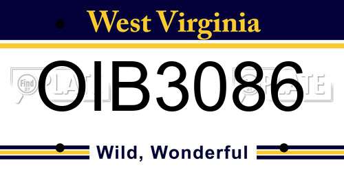 OIB3086 West Virginia License Plate