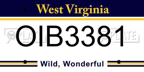 OIB3381 West Virginia License Plate