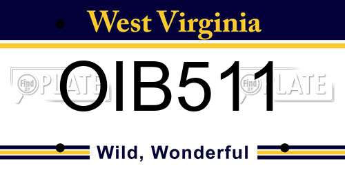 OIB511 West Virginia License Plate