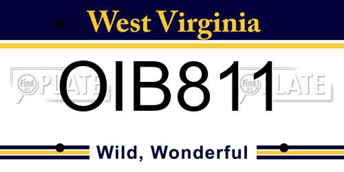 OIB811 West Virginia License Plate