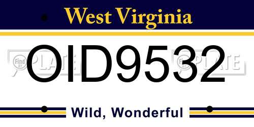 OID9532 West Virginia License Plate