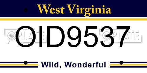 OID9537 West Virginia License Plate