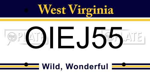 OIEJ55 West Virginia License Plate