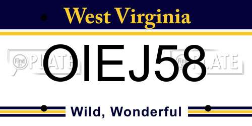 OIEJ58 West Virginia License Plate
