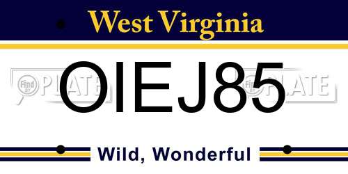 OIEJ85 West Virginia License Plate