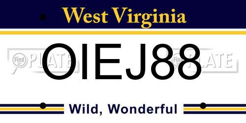 OIEJ88 West Virginia License Plate