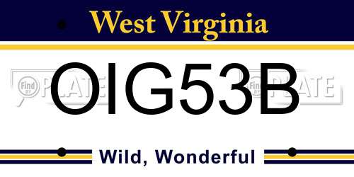 OIG53B West Virginia License Plate