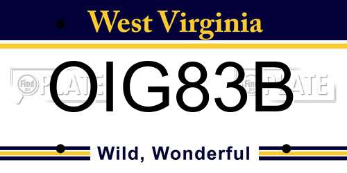 OIG83B West Virginia License Plate