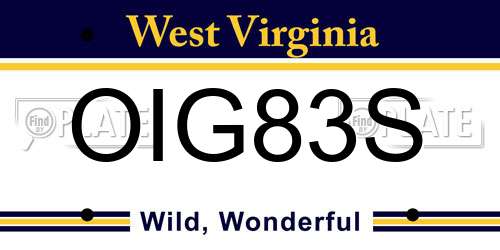 OIG83S West Virginia License Plate