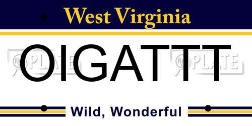 OIGATTT West Virginia License Plate