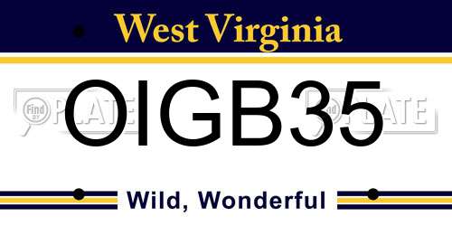 OIGB35 West Virginia License Plate
