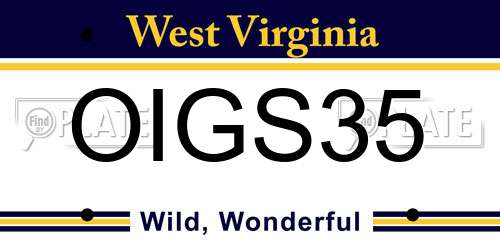 OIGS35 West Virginia License Plate