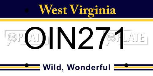 OIN271 West Virginia License Plate