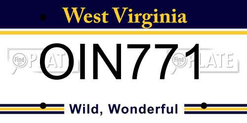 OIN771 West Virginia License Plate