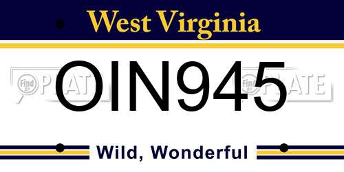 OIN945 West Virginia License Plate