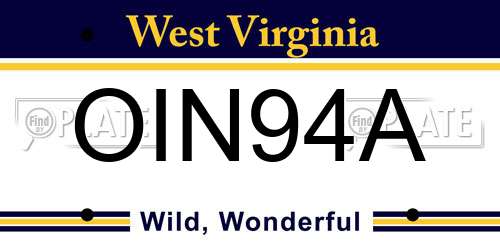 OIN94A West Virginia License Plate