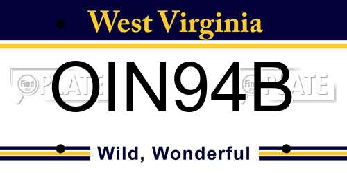 OIN94B West Virginia License Plate