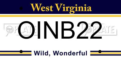OINB22 West Virginia License Plate