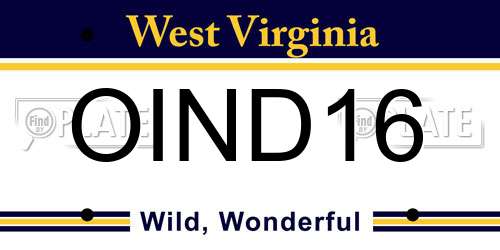 OIND16 West Virginia License Plate