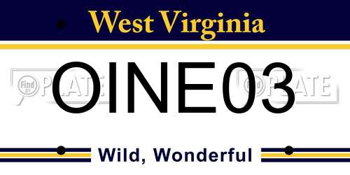OINE03 West Virginia License Plate
