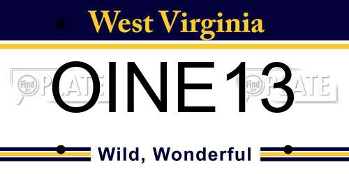 OINE13 West Virginia License Plate