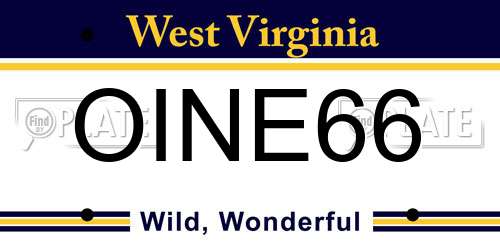 OINE66 West Virginia License Plate