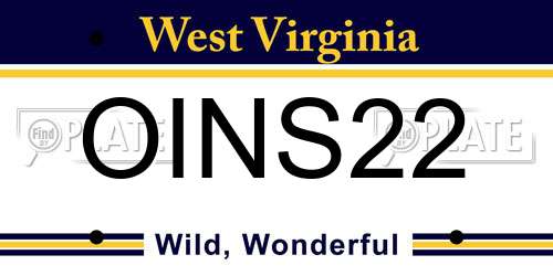 OINS22 West Virginia License Plate