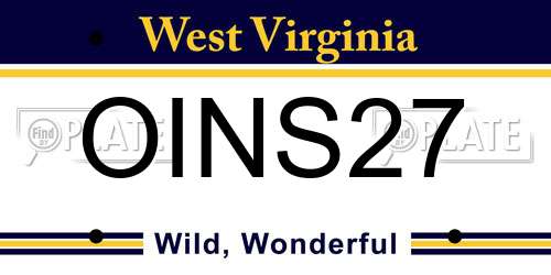 OINS27 West Virginia License Plate