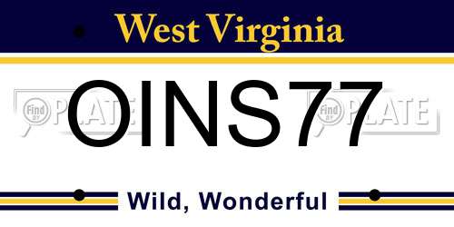 OINS77 West Virginia License Plate