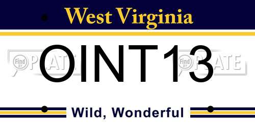OINT13 West Virginia License Plate